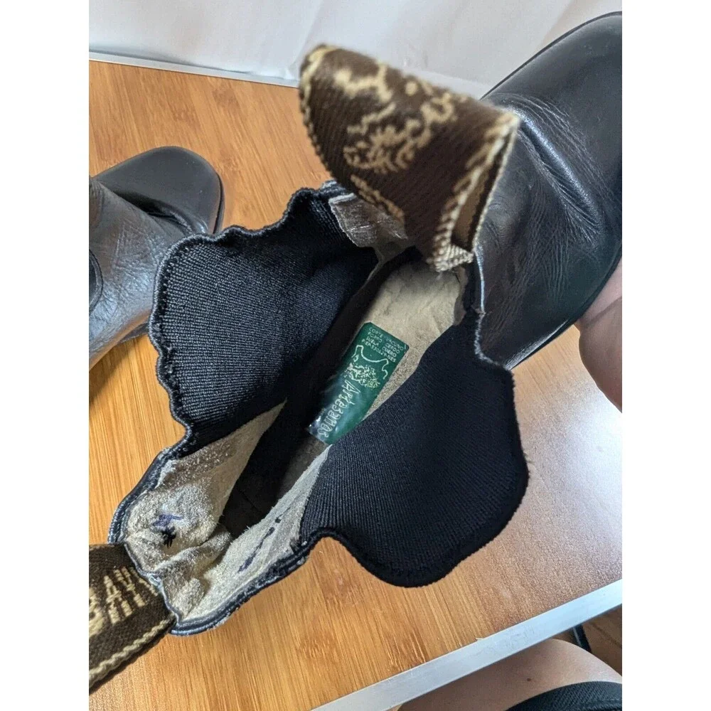 Vintage El Bayo Black Leather Mens Ankle Boots US Size 8 Pull-on Dress (Y05) - Picture 4 of 12